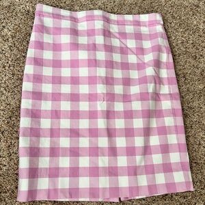 J. Crew Pink and White Checkered no 2 Pencil Skirt no-stretch